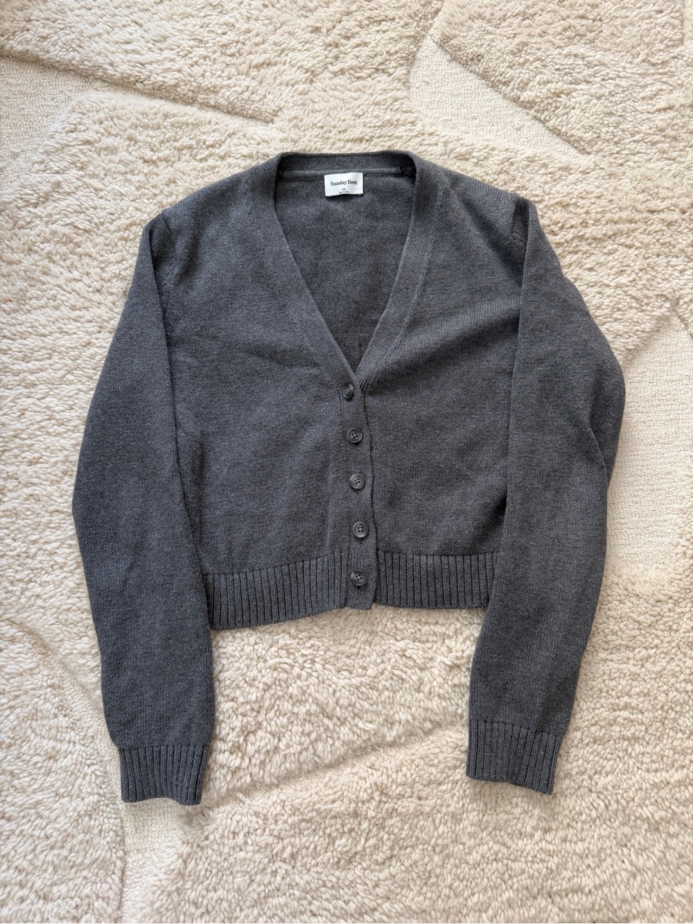 Aritzia Shellie cardigan Classic V-Neck Button Cardigan Sweater - Charcoal
